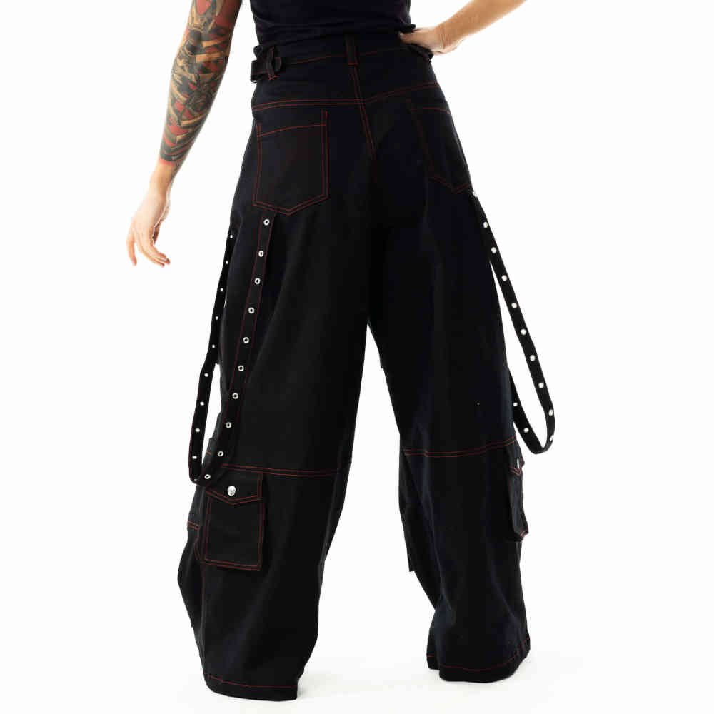 Chemical Black - Jaycee Long Leg Wide leg trousers - Black/Red